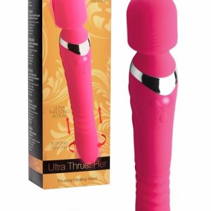 10.75″ Thrusting Vibrating Double Ended Silicone Wand Vibrators Pink