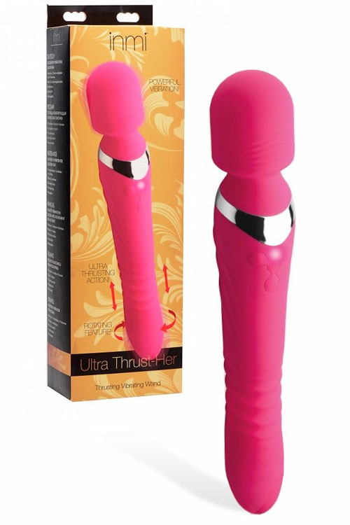 10.75″ Thrusting Vibrating Double Ended Silicone Wand Vibrators Pink