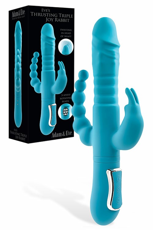 10″ Thrusting & Rotating Beaded Triple Stimulation Joy Rabbit Rabbit Vibrators Teal