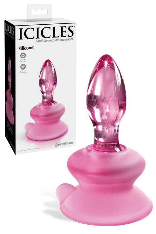 3.2″ Glass Butt Plug With Suction Base Anal Toys Pink