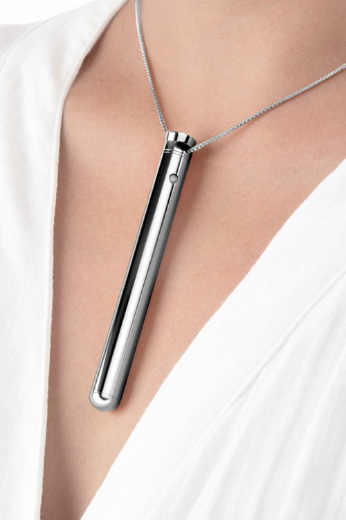 3.5″ Whisper Quiet Vibrating Necklace In Silver Bullet Vibrators Silver