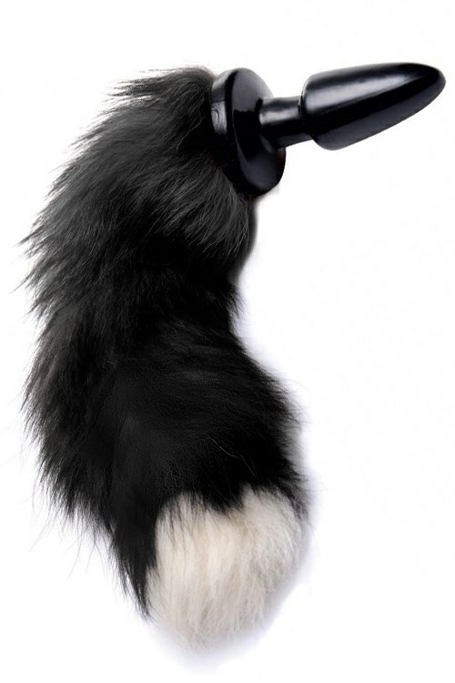 4.5″ Fluffy Fox Tail Butt Plug Anal Toys Black/White