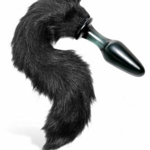 4″  Long Fox Tail Glass Butt Plug Anal Toys Black