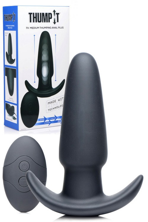 5.25″ Thumping Silicone Butt Plug Anal Toys Black