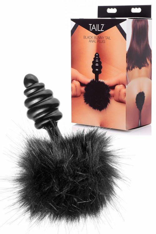 5″ Butt Plug & Faux Fur Tail Anal Toys Black