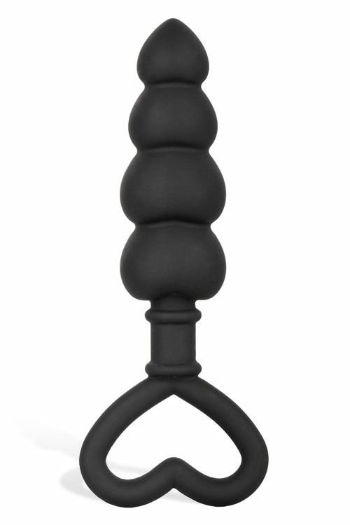 6.1″ Heart Handled Graduated Silicone Butt Plug Anal Toys Black