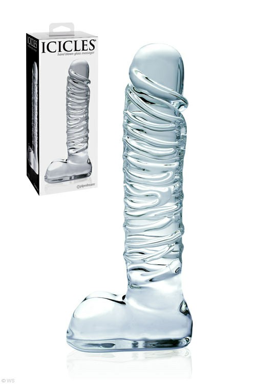 8.25″ Textured Glass Dildo Dildos Clear