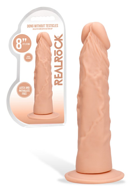 8″ Suction Cup Realistic Textured Dong Dildos Black