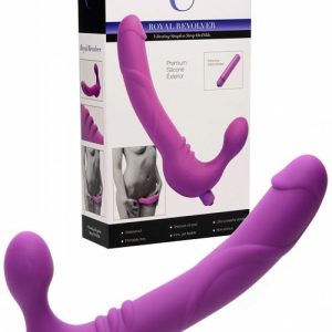 9.75″ Semi Realistic Vibrating Strapless Strap On Silicone Dildo Dildos Purple