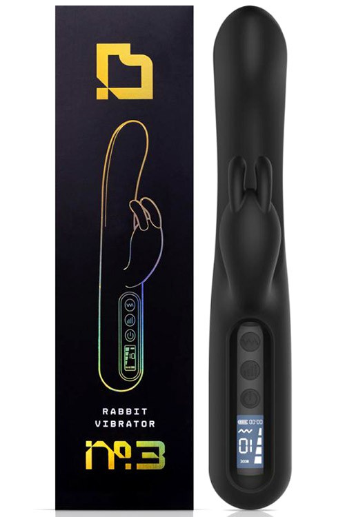 9″ Digital Rabbit Vibrator With Clitoral Teaser Rabbit Vibrators Black