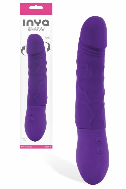 9″ Realistic Silicone Vibrator With Rotating Adjustable Shaft Realistic Vibrators Purple