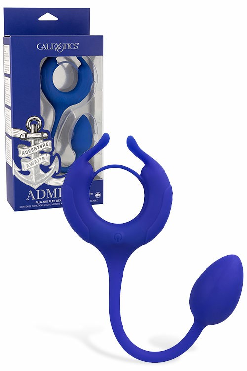 Admiral Plug & Play Vibrating Weighted Cock Ring Plus Clitoral Teaser Couples Rings Blue