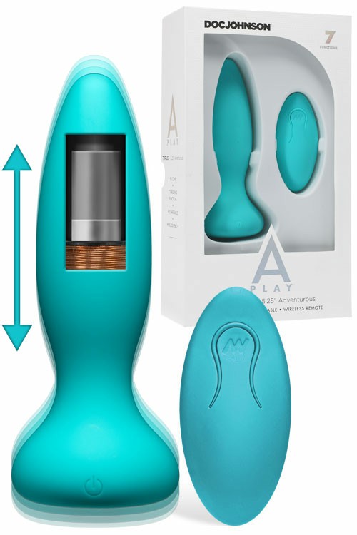 Adventurous Remote Controlled 5.25″ Thrusting Butt Plug Anal Toys Teal