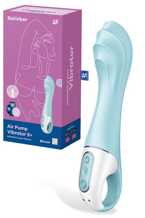 Air Pump 5 App Compatible 8″ Inflatable G Spot Vibrator G-Spot Vibrators Light Blue