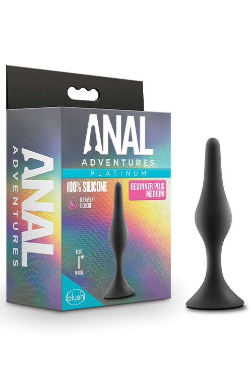 Anal Adventures Medium 4.25″ Beginner Butt Plug Anal Toys Black