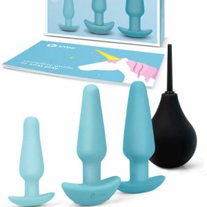 Anal Education Silicone Butt Plugs & Douche Set (7 Pce) Anal Toys Blue