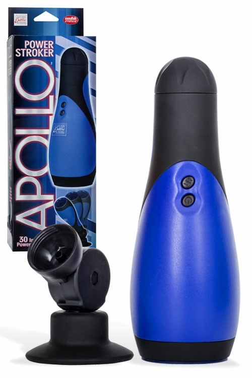 Apollo Power 8.5″ Vibrating Masturbator Plus Suction Cup Vibrating Masturbators Blue