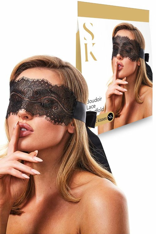 Boudoir Lace Blindfold Blindfolds & Hoods Black