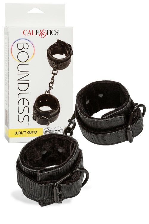 Boundless Vegan Leather Wrist Cuffs Bondage Black