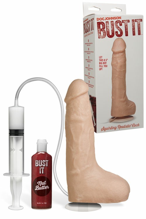 Bust It 8.5″ Realistic Squirting Dildo Dildos Brown