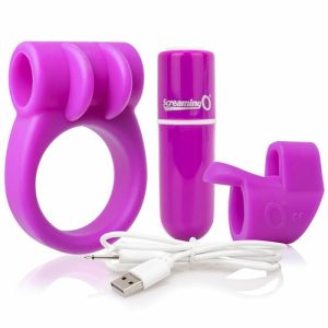 Charged Combo Couple’s Sex Toy Kit (3 Pce) Bullet Vibrators Purple