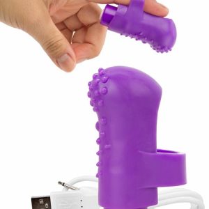 Charged Fingo Textured Finger 2.9″ Vibrator Bullet Vibrators Purple