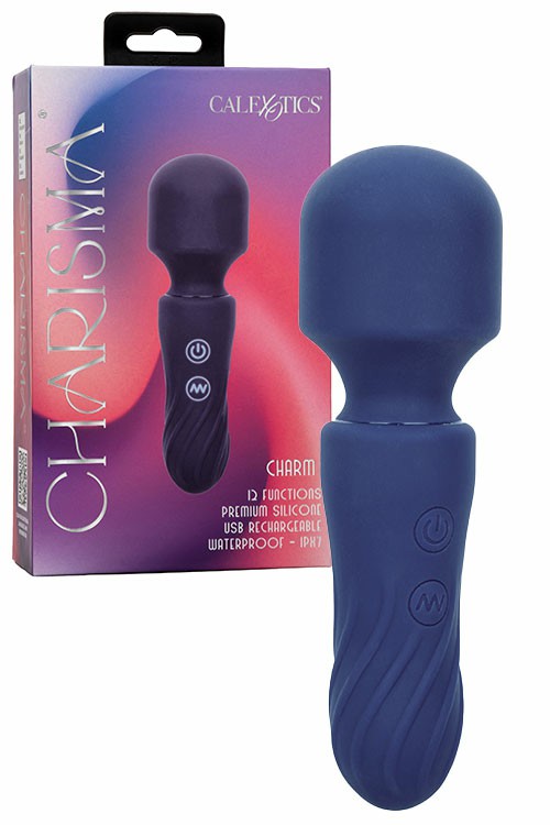 Charm 5.5″ Compact Silicone Wand Massager Vibrators Navy