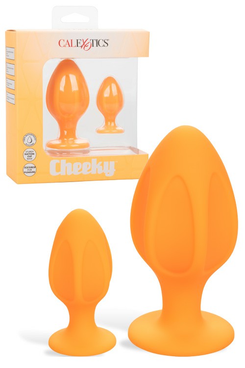 Cheeky Orange Silicone Butt Plug Set (2 Pce) Anal Toys Orange