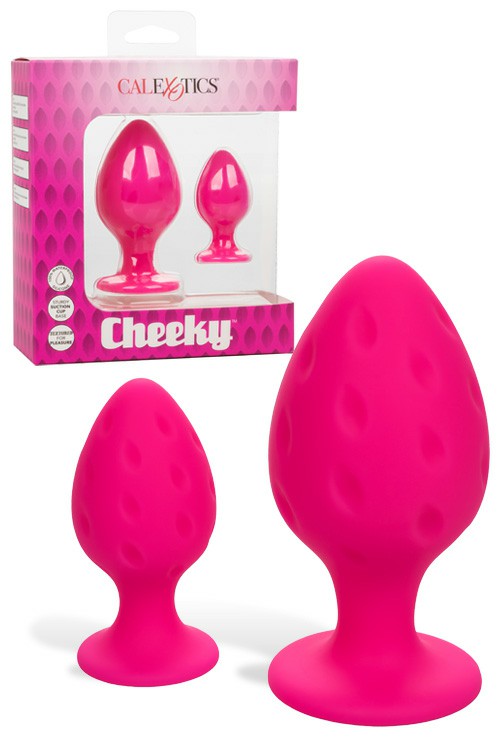 Cheeky Pink Silicone Butt Plug Set (2 Pce) Anal Toys Pink