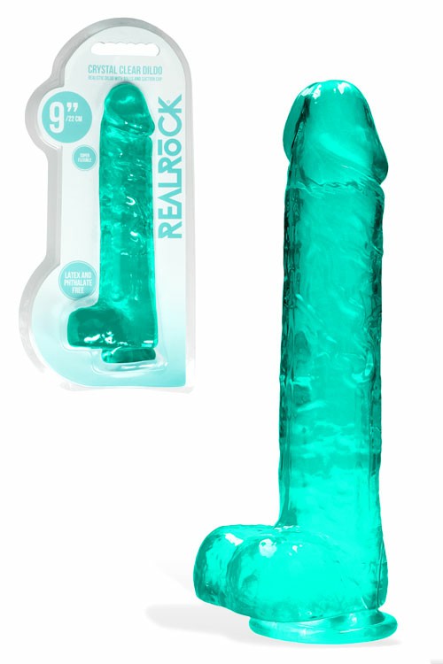 Crystal Clear 9.8″ Suction Cup Realistic Dildo Dildos Turquoise