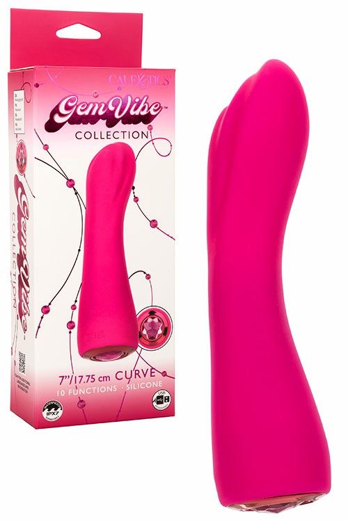 Curve 7″ Silicone G Spot Vibrator With Gem Base G-Spot Vibrators Pink