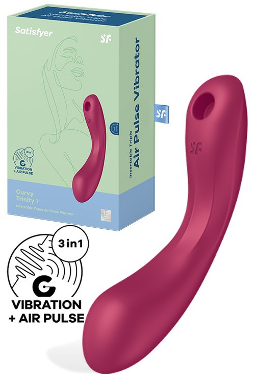 Curvy Trinity 1 Multifunction 6.9″ 3 In 1 Vibrator G-Spot Vibrators Berry