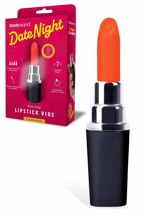 Date Night Kiss Kiss 4″ Lipstick Vibrator Bullet Vibrators Black/Red