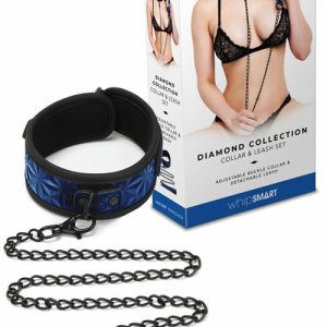 Diamond Collection Collar & Leash Set Bondage Blue/Black