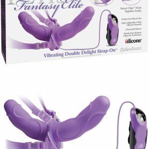 Double Delight Vibrating 10” Strap On Dildo Dildos Purple