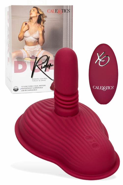 Dual Rider 6.75″ Remote Controlled Thrusting, Rideable Vibrator G-Spot Vibrators Wine