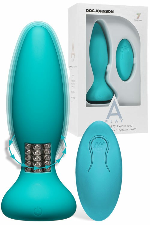 Experienced Remote Controlled 5.75″ Rimming Butt Plug Anal Toys Teal