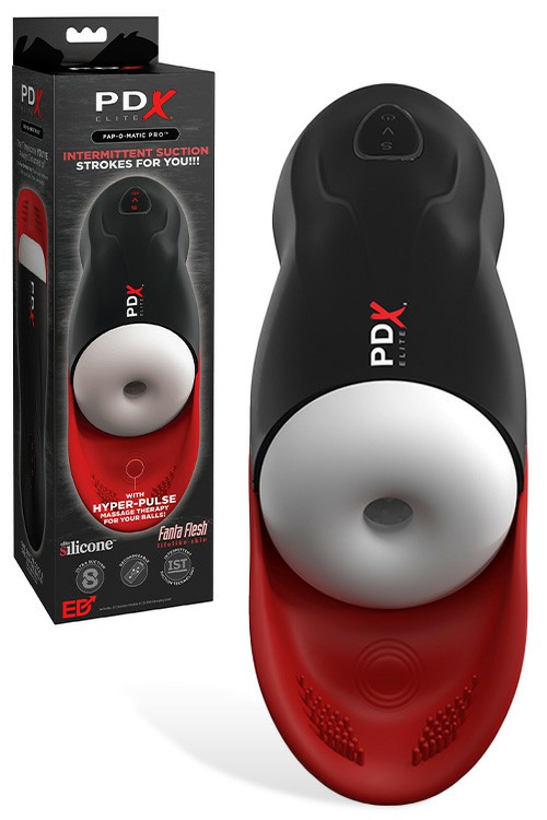 Fap O Matic Pro 10.6″ Sucking & Vibrating Masturbator With Ball Massager Vibrating Masturbators Black/Red