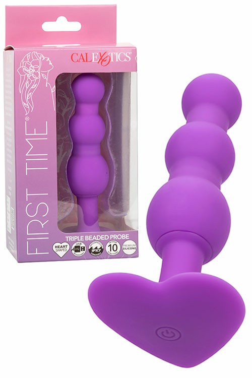 First Time 4.25″ Triple Beaded Anal Probe Anal Balls & Beads Purple