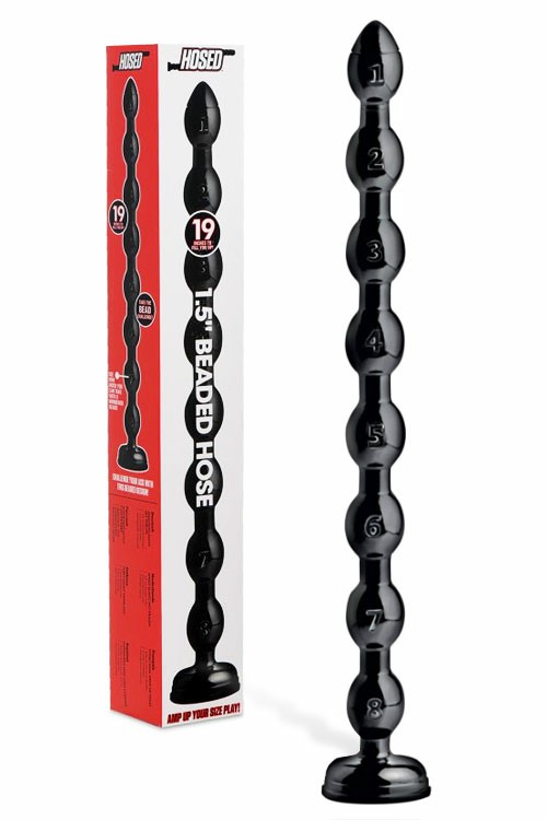 Flexible Beaded 19″ Anal Snake With Suction Base Anal Balls & Beads Black