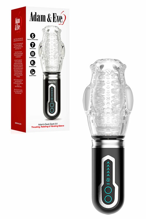 Gawk Gawk 3.0 11″ Thrusting, Rotating, & Vibrating Blowjob Masturbator Vibrating Masturbators Black/White