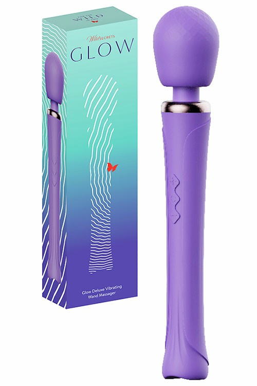 Glow 13.8″ Deluxe Vibrating Wand Massager Vibrators Purple