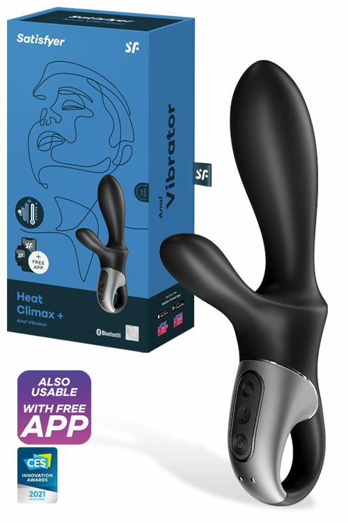 Heat Climax Plus App Compatible 8.1″ Anal Rabbit Vibrator Prostate Massagers Black