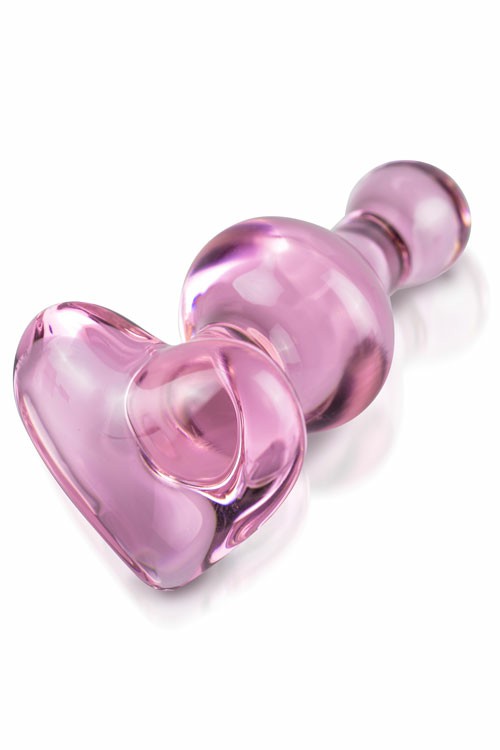 Icicles 3.9″ Glass Butt Plug With Heart Base Anal Toys Pink