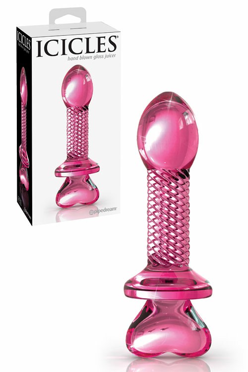 Icicles 6″ Glass Dildo With Heart Base Anal Toys Pink