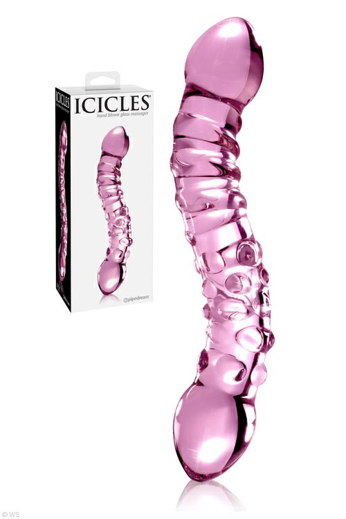 Icicles 7.75″ Double Sided Glass Massager Dildos Pink