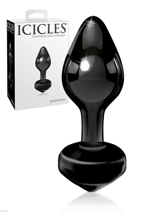 Icicles Black Glass 3.25″ Anal Plug Anal Toys