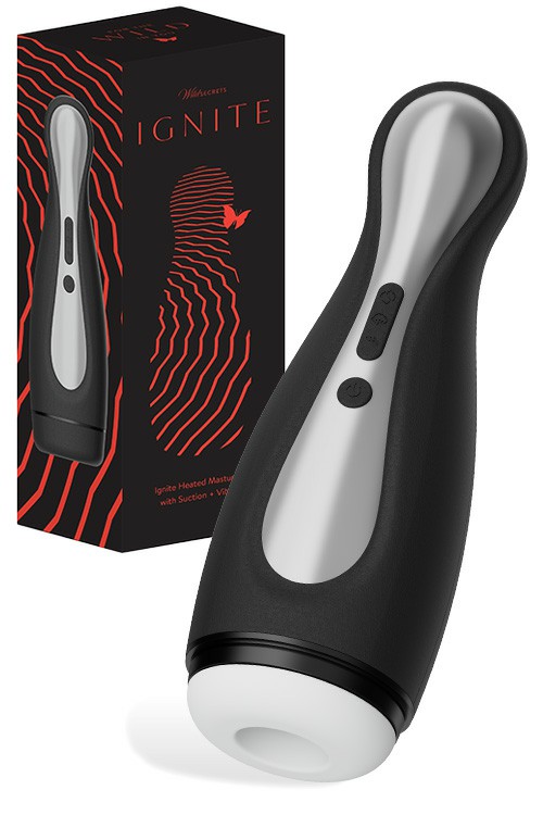 Ignite 10.2″ Heated Masturbator With Suction & Vibration Vibrating Masturbators Black/Red