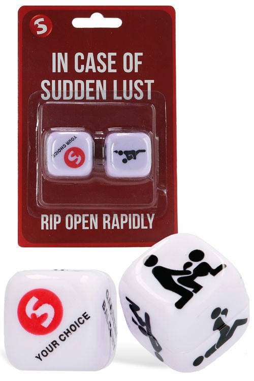 In Case Of Sudden Lust Sex Postion & Location Dice (2 Pce) Couples Toys Black/White