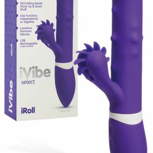 Ivibe Select Iroll 9.5″ Beaded Rabbit Vibrator With Rotating Tongues Rabbit Vibrators Purple